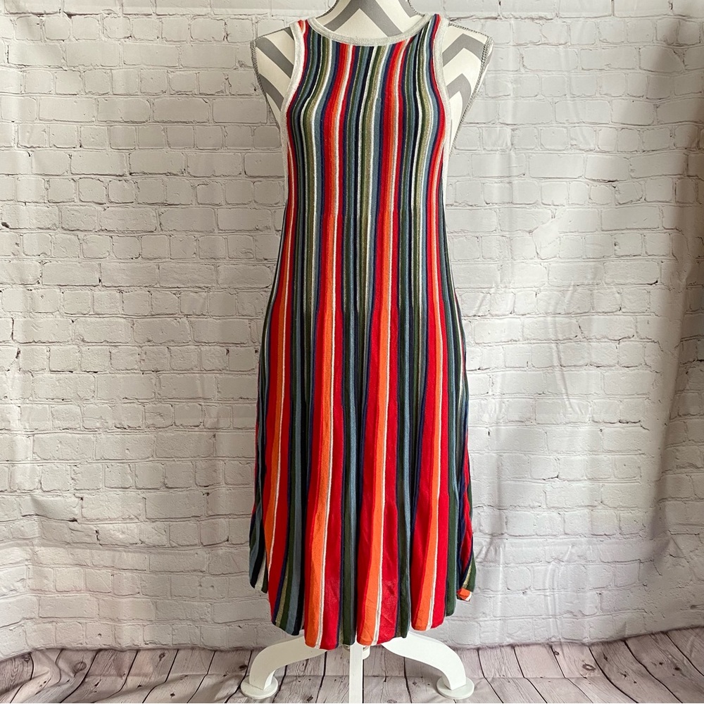 FREE PEOPLE Rainbow Dragon Stripes Knit Mini Dress Size M